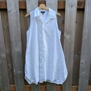 Alfani Crisp White Collared Sleeveless Shirtdress